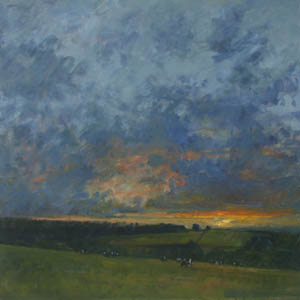 Sunset and Cows Grazing
