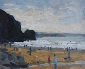 Surfers and dog walkers, Watergate Bay